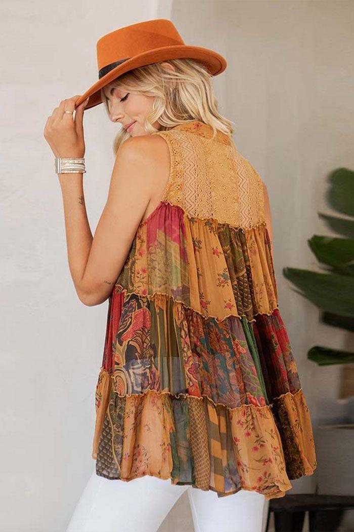 Artisan Patchwork Button-Down Top Product Image