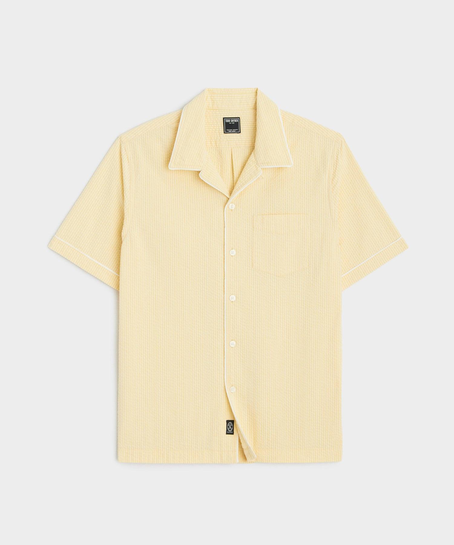Tipped Seersucker Shirt in Yellow Product Image