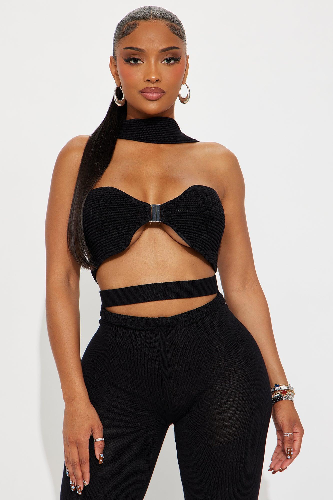 Sienna Cutout Knit Pant Set - Black Female Product Image