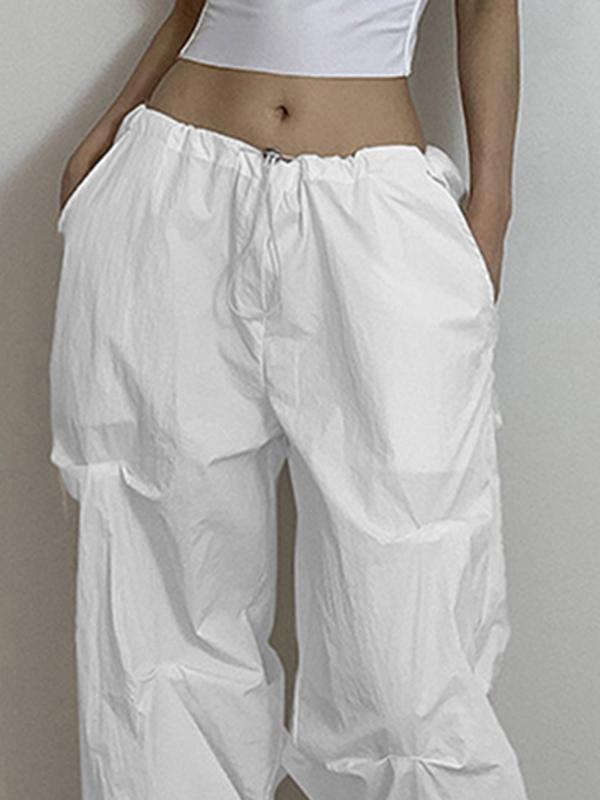 Pleated Drawstring Bound Feet Loose Cargo Pants Product Image