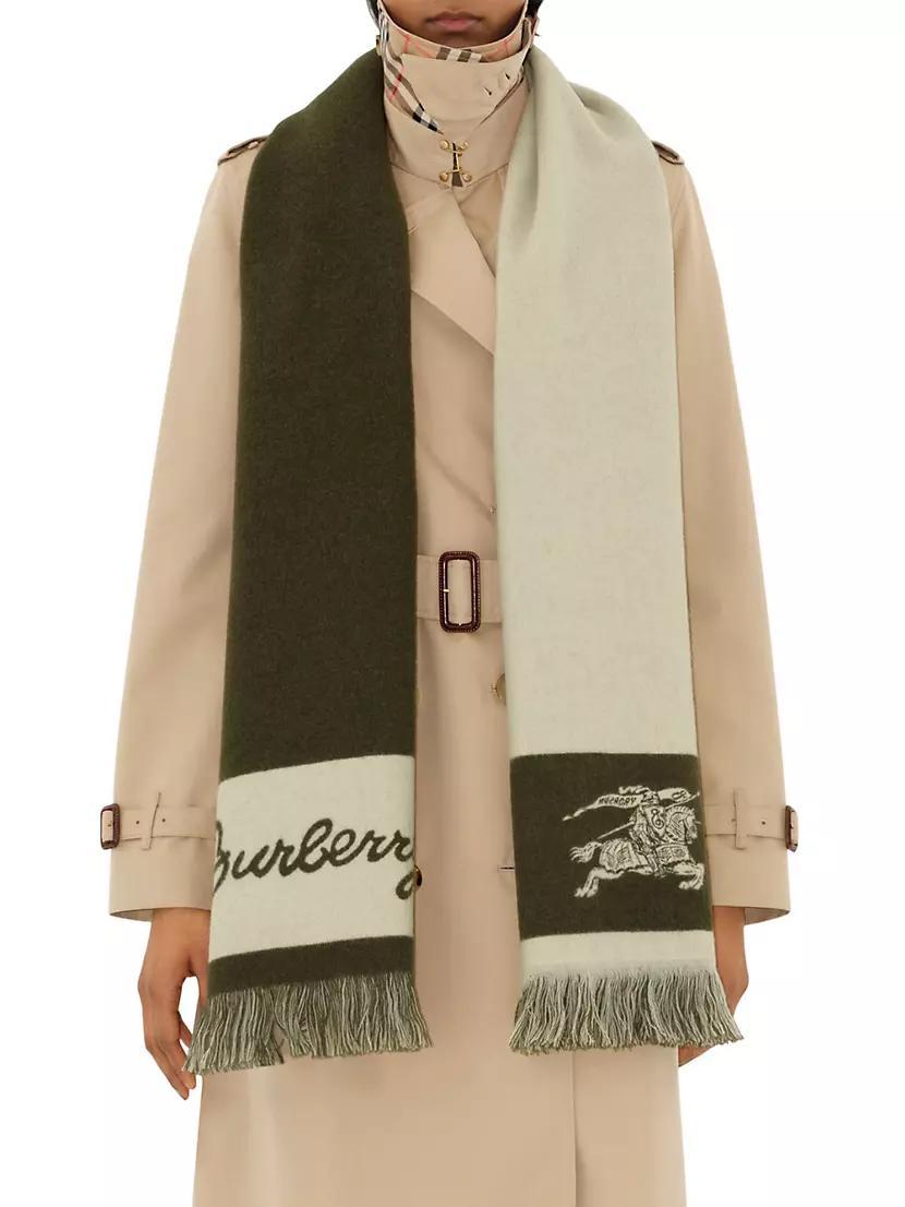 Womens Script Logo Wool Scarf Product Image