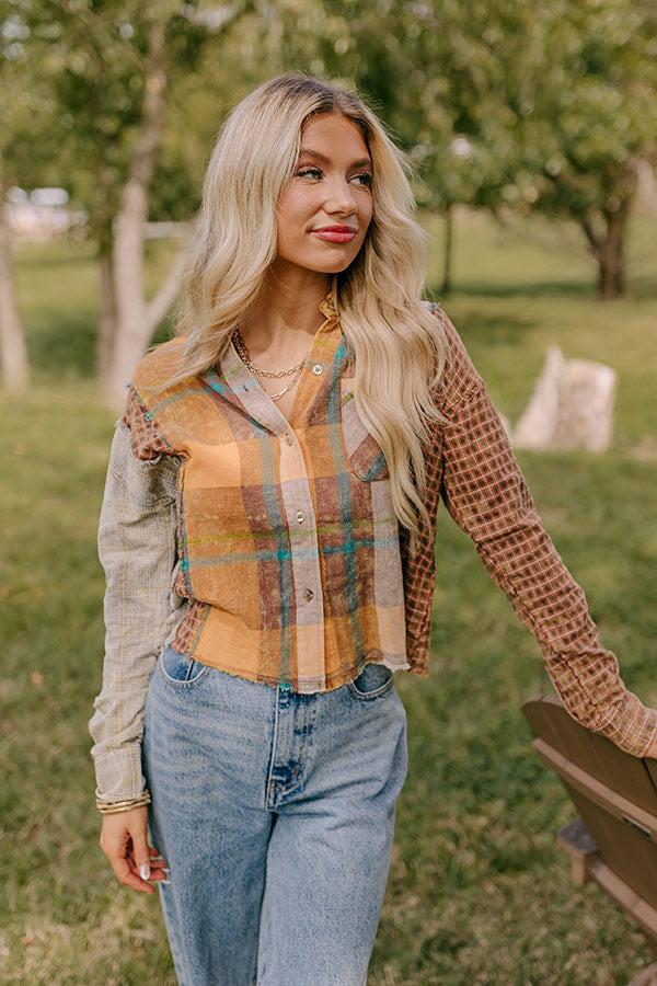 Pumpkin Spice Dreams Color Block Button Up Product Image