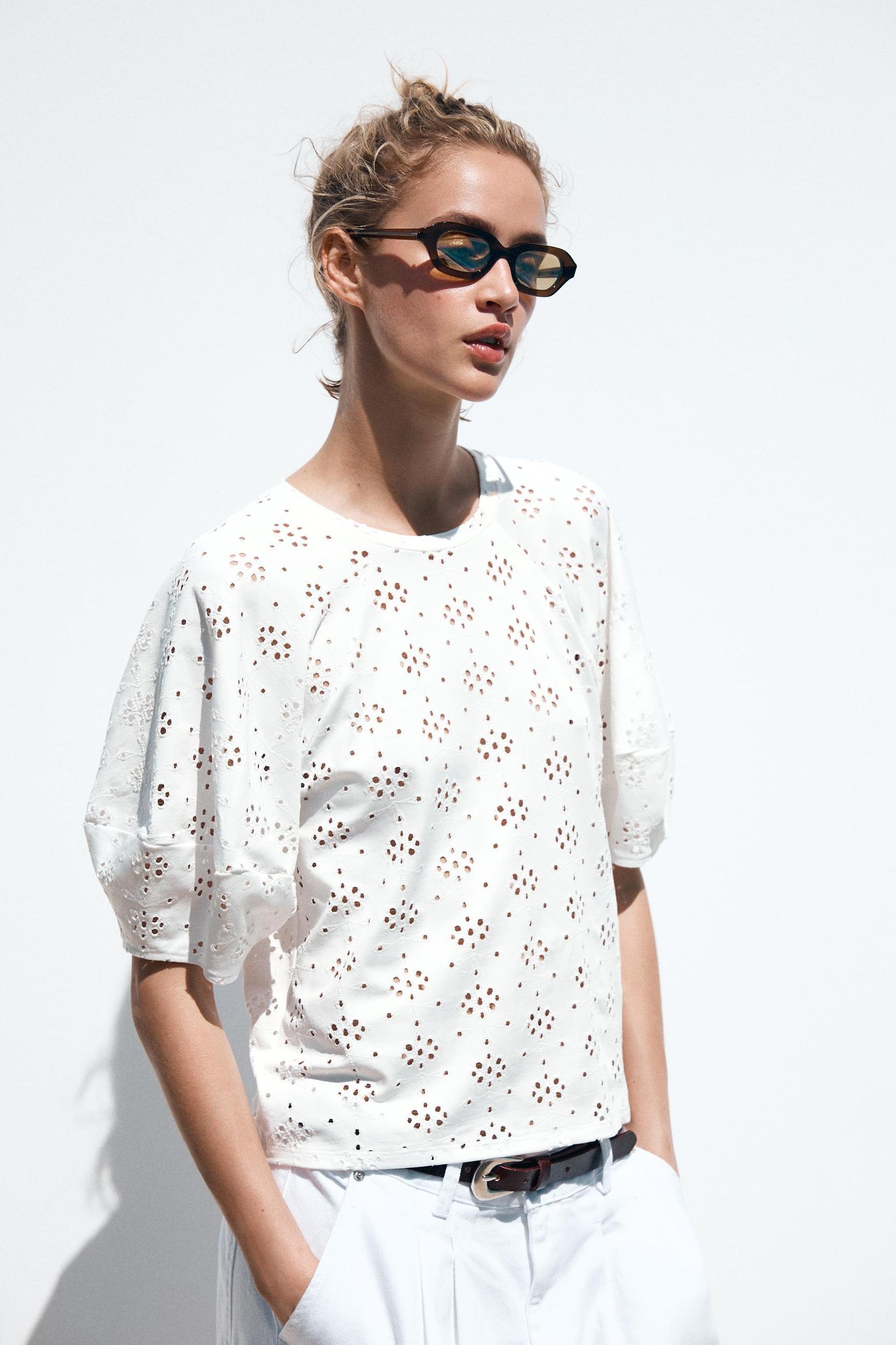 PERFORATED EMBROIDERY T-SHIRT Product Image