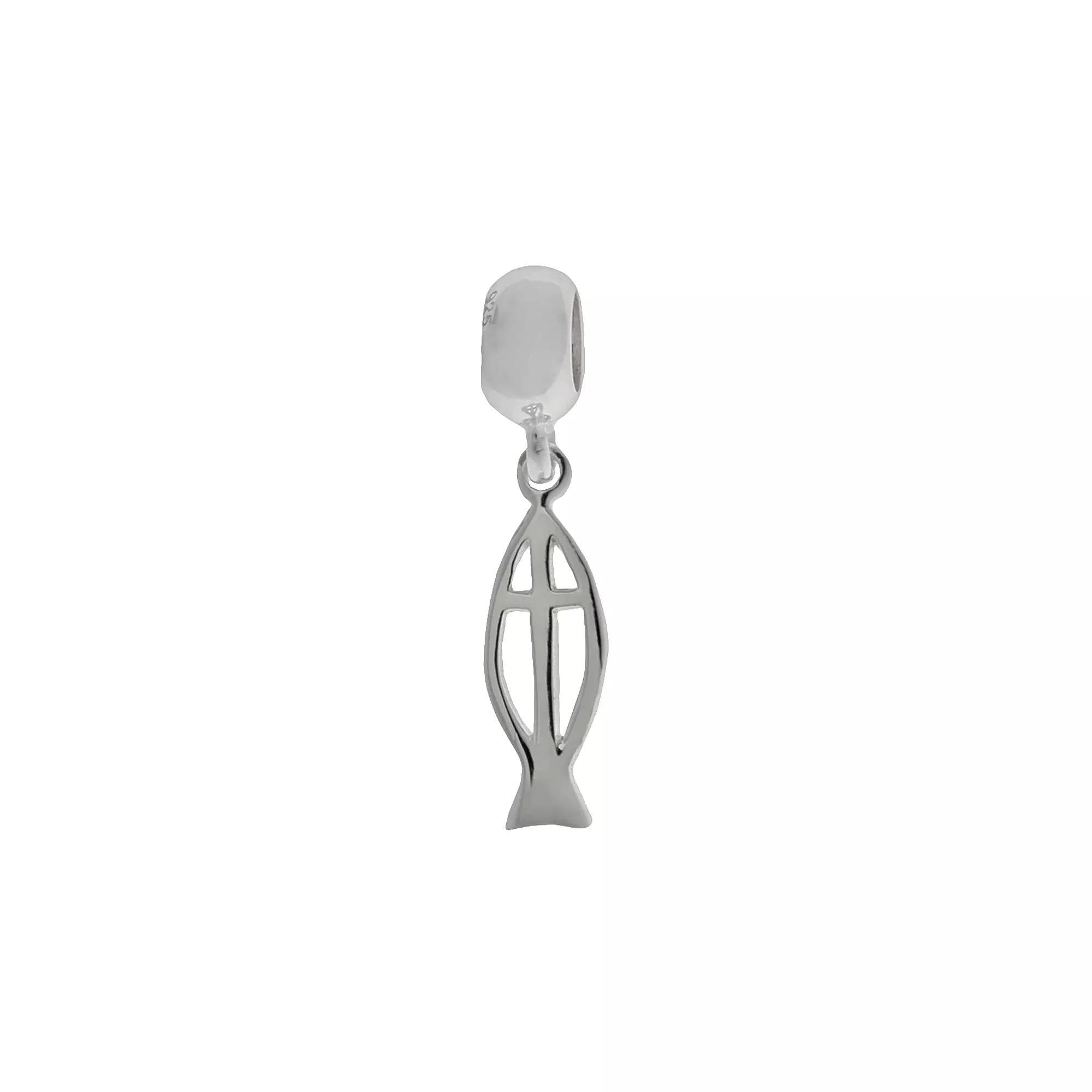 Individuality Beads Sterling Silver Fish Cross Charm, Women's Product Image