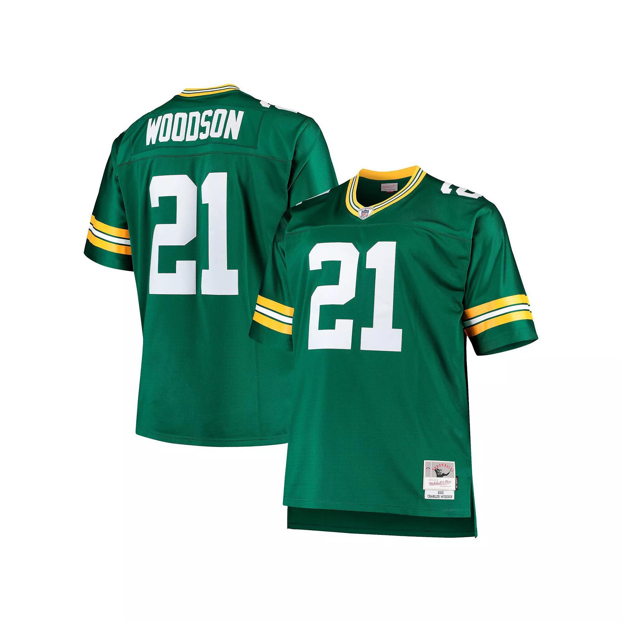 Men's Mitchell & Ness Charles Woodson Green Green Bay Packers Big & Tall 2010 Retired Player Replica Jersey, Size: 5XB Product Image