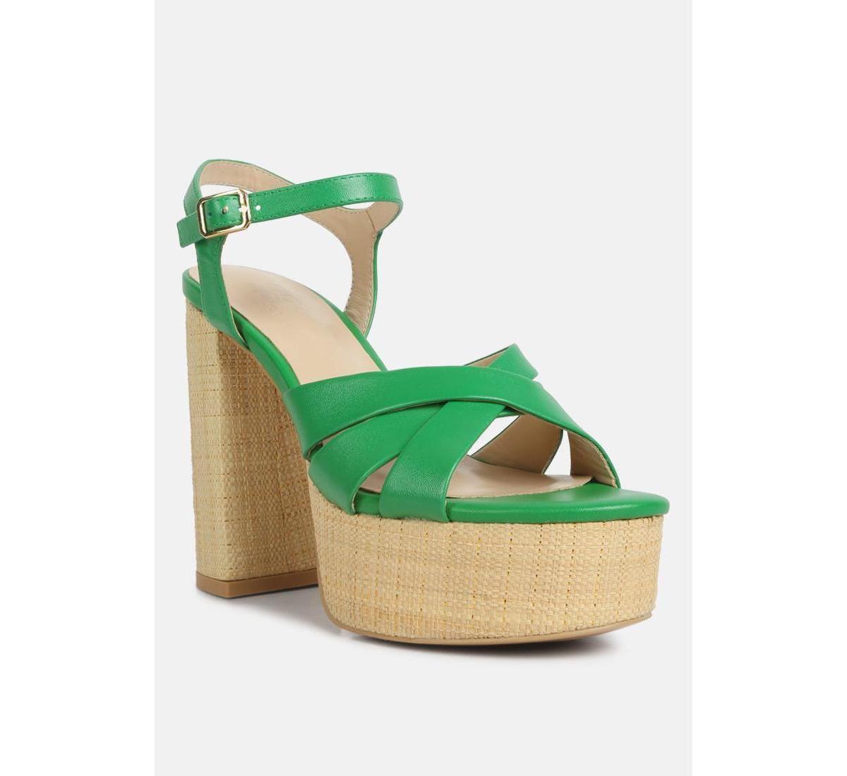 Rag & Co De-Vil Women's Leather Block Heel Dress Sandals, Size: 9, Green Product Image