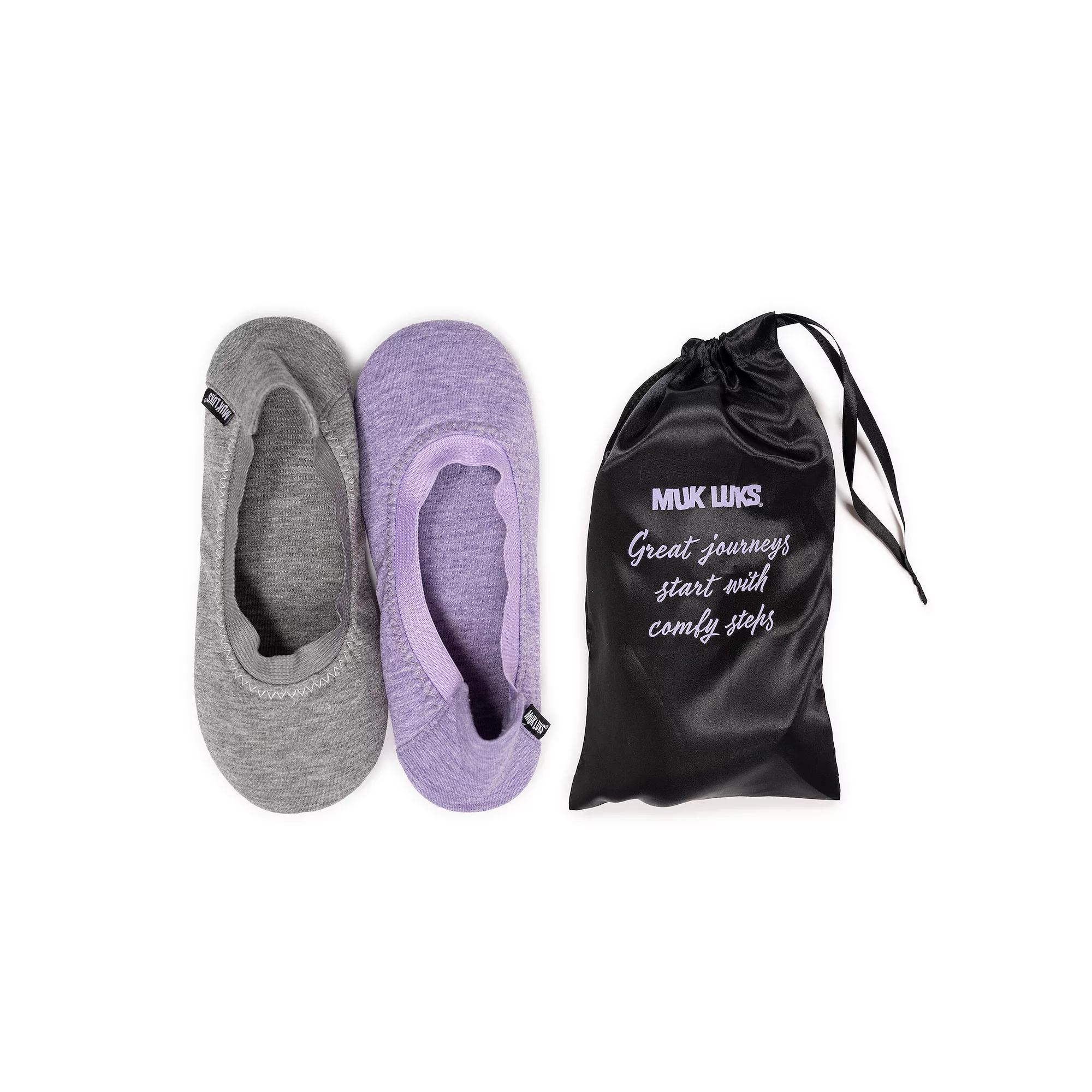 Women's MUK LUKS 2-Pair Travel Ballerina Slipper Socks Set, Size: Small, Blue Product Image