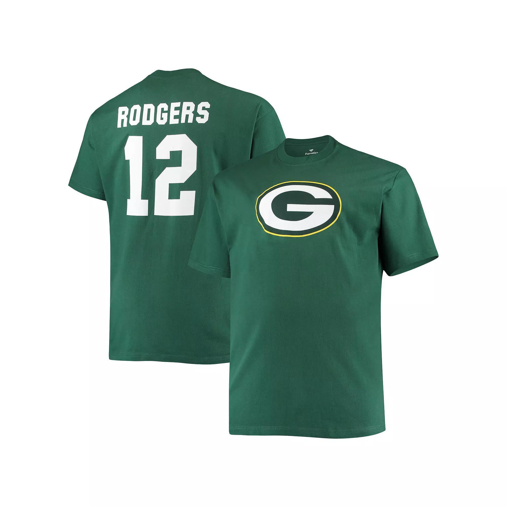 Men's Fanatics Branded Aaron Rodgers Green Green Bay Packers Big & Tall Player Name & Number T-Shirt, Size: 4XB Product Image