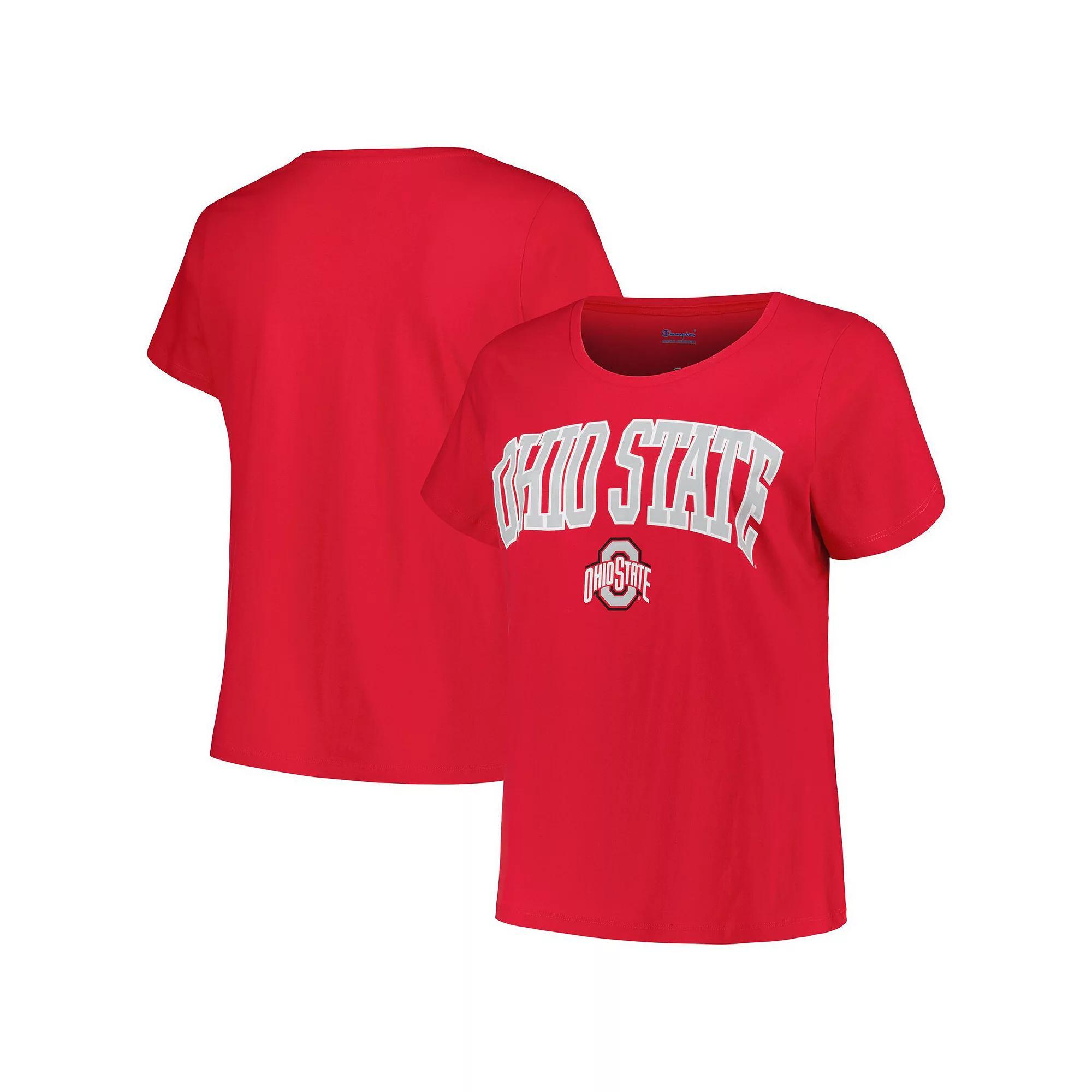 Women's Profile Scarlet Ohio State Buckeyes Plus Size Arch Over Logo Scoop Neck T-Shirt, Size: 3XL, Red Product Image