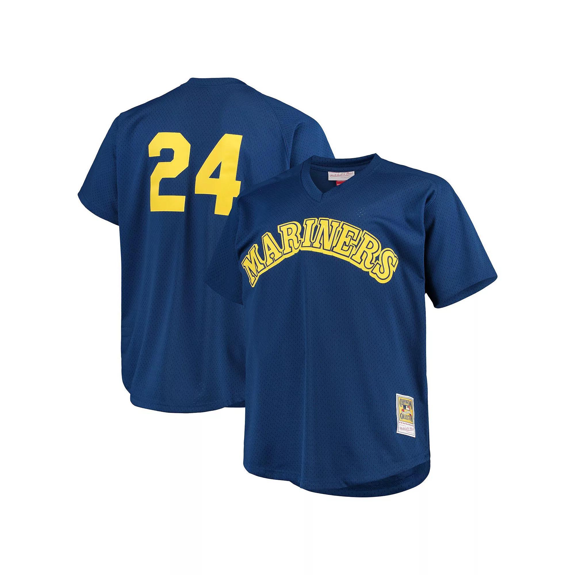 Men's Mitchell & Ness Ken Griffey Jr. Royal Seattle Mariners Big & Tall Cooperstown Collection Mesh Batting Practice Jersey, Size: 2XLT, Blue Product Image