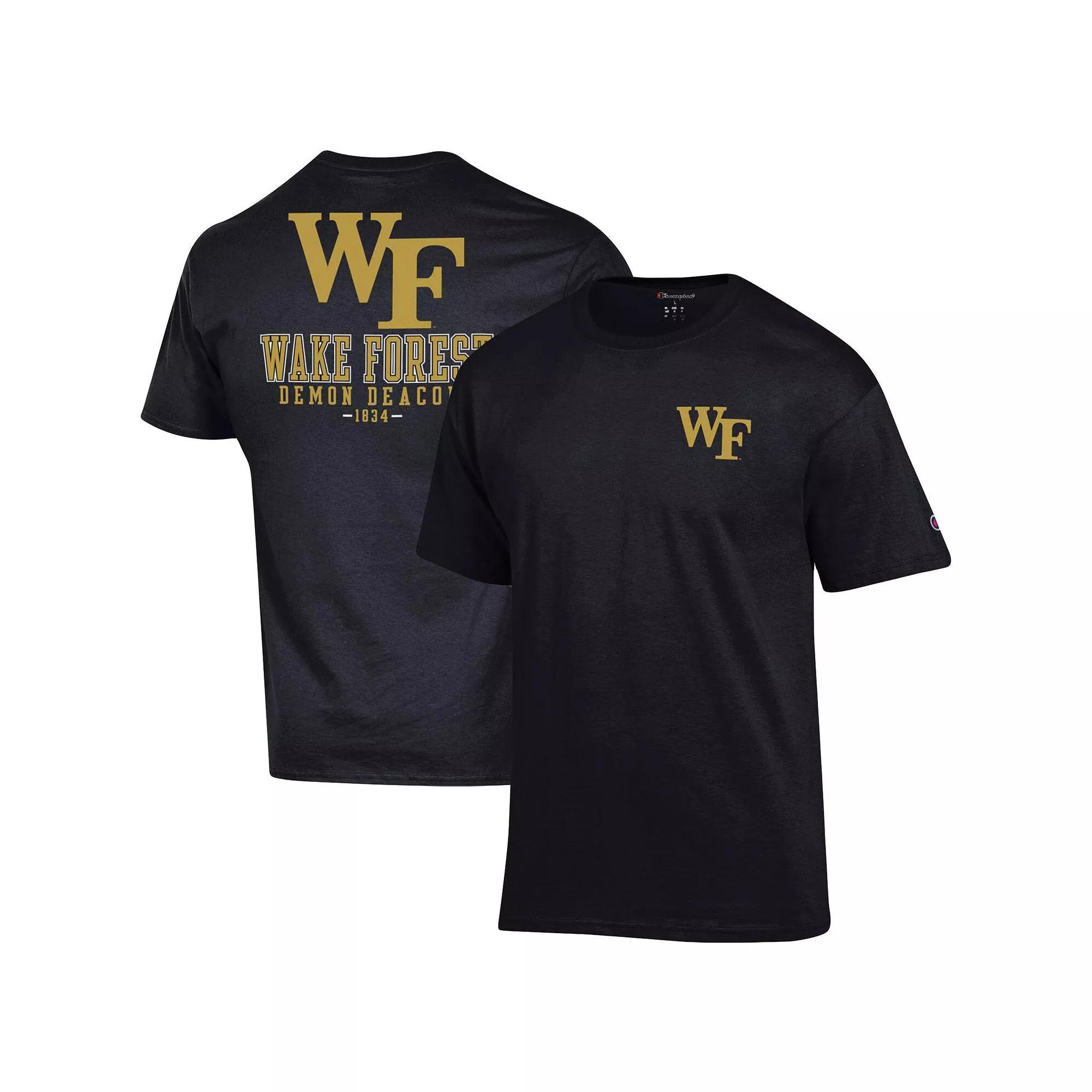 Mens Champion Black Wake Forest Demon Deacons Stack 2-Hit T-Shirt Product Image