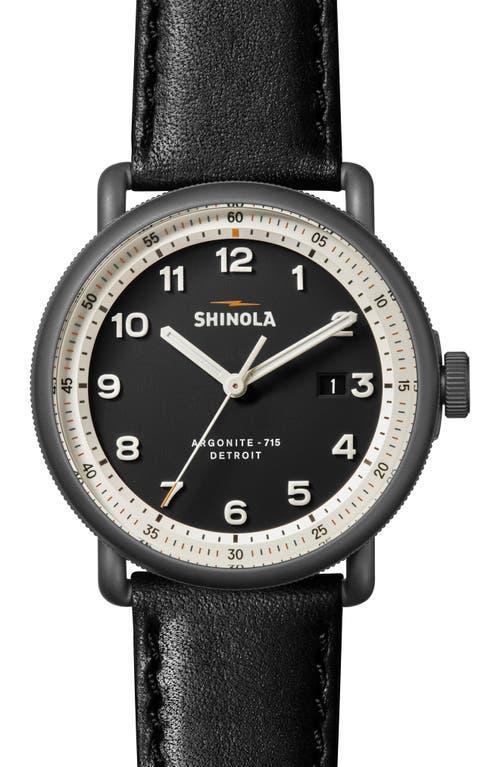 Mens Canfield Model C Leather Strap Watch, 43mm Product Image