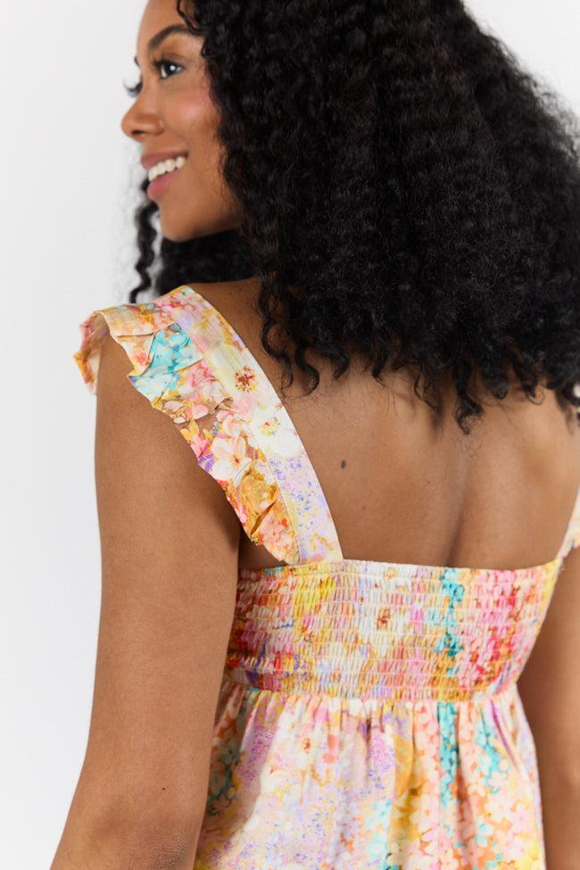 Flowers On My Mind Cinched Bust Multi Print Floral Tank Product Image