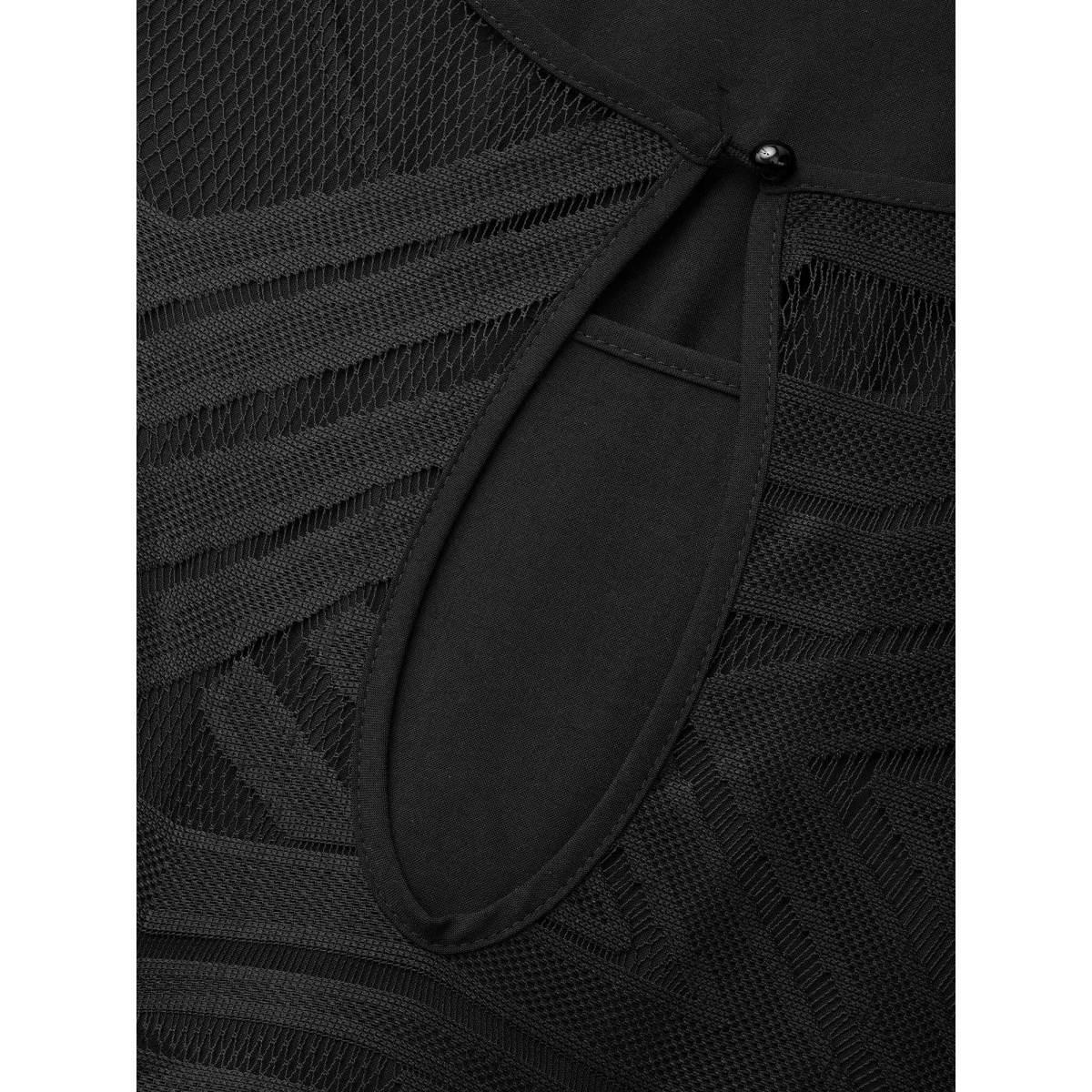 Plus Size Stretch Fabric Bell Sleeves Midi Dress Black Women Cocktail Texture Party Curvy Bloomchic 10/M Product Image