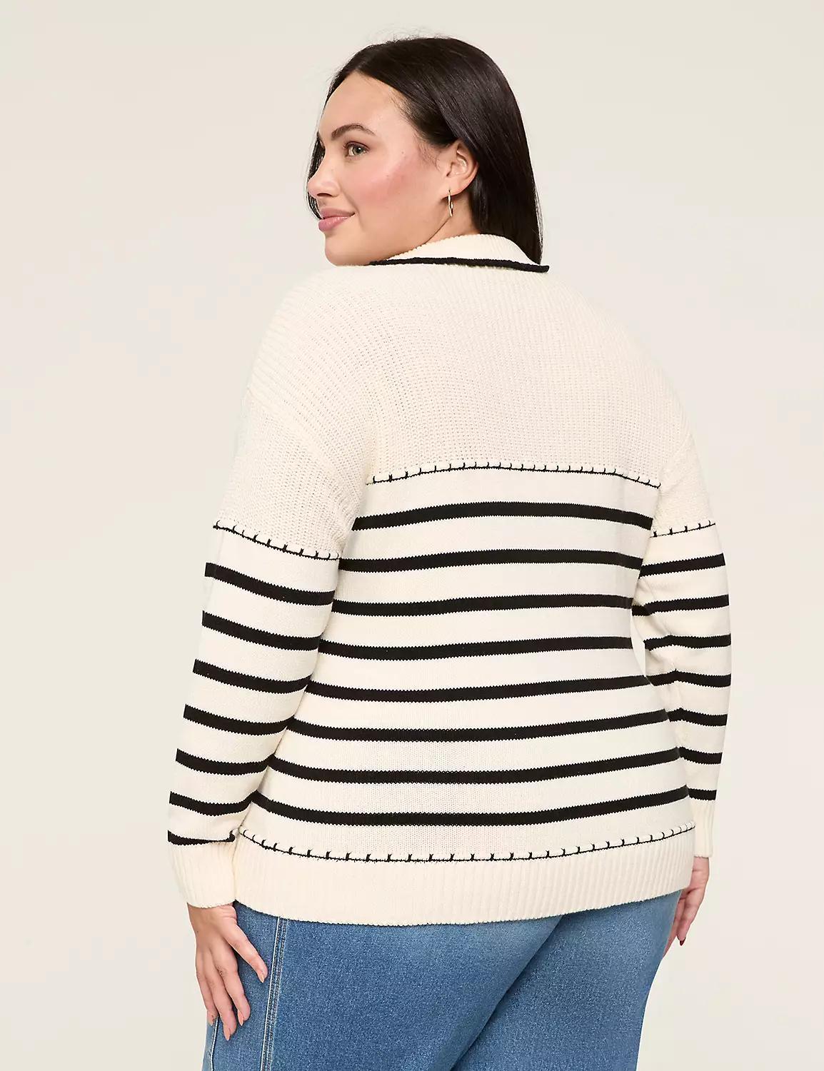 Striped Collared Sweater Pullover Product Image