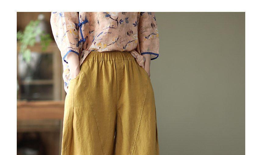 Elastic Waist Plain Cropped Harem Pants Product Image
