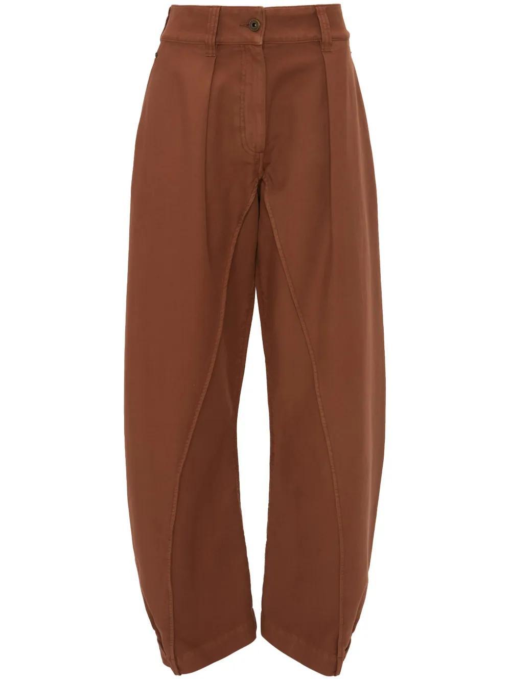 JW ANDERSON Workwear Cotton Twill Twisted Seam Pants In Brown Product Image