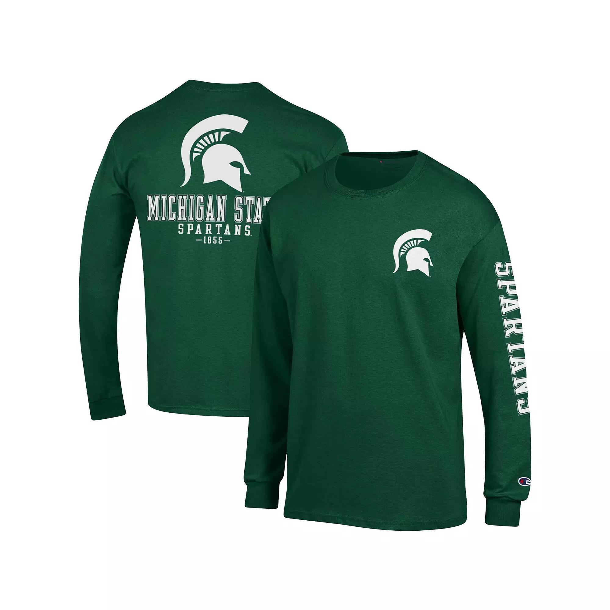 Men's Champion Green Michigan State Spartans Team Stack Long Sleeve T-Shirt, Size: XL Product Image