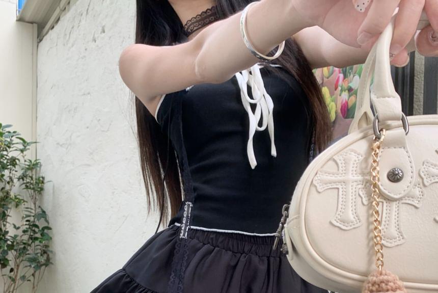 Elastic Waist Plain Ruffle Tiered Mini A-Line Skirt Product Image