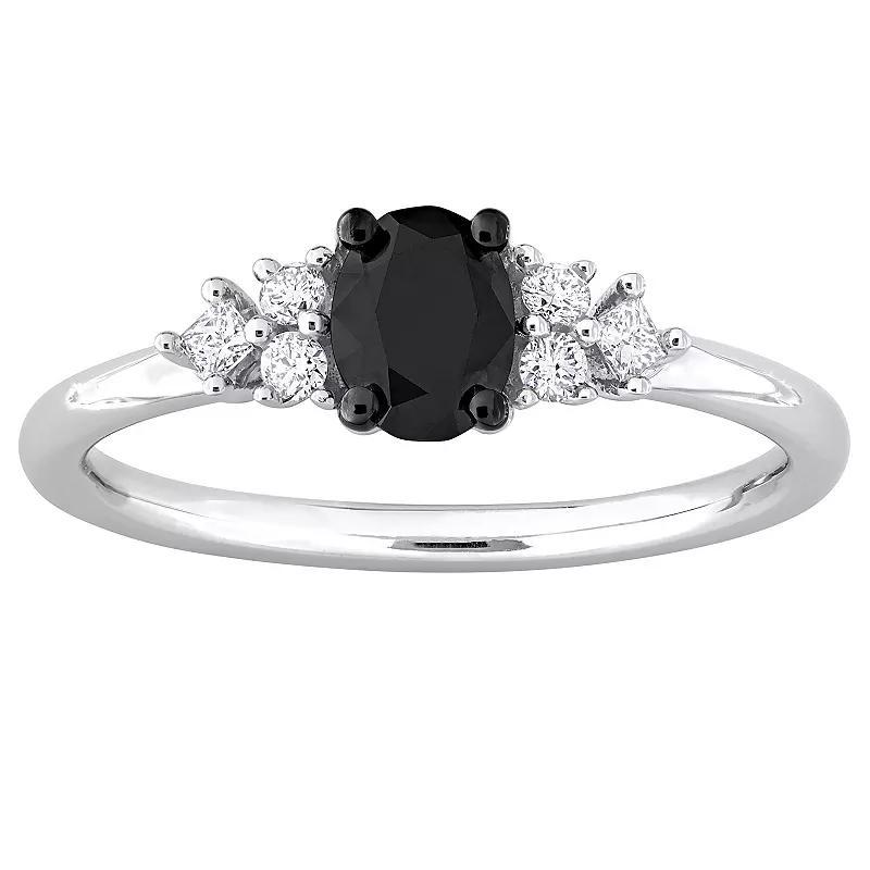 Stella Grace 14k White Gold 3/4 Carat T.W. Black & White Diamond 7-Stone Ring, Women's, Size: 9 Product Image