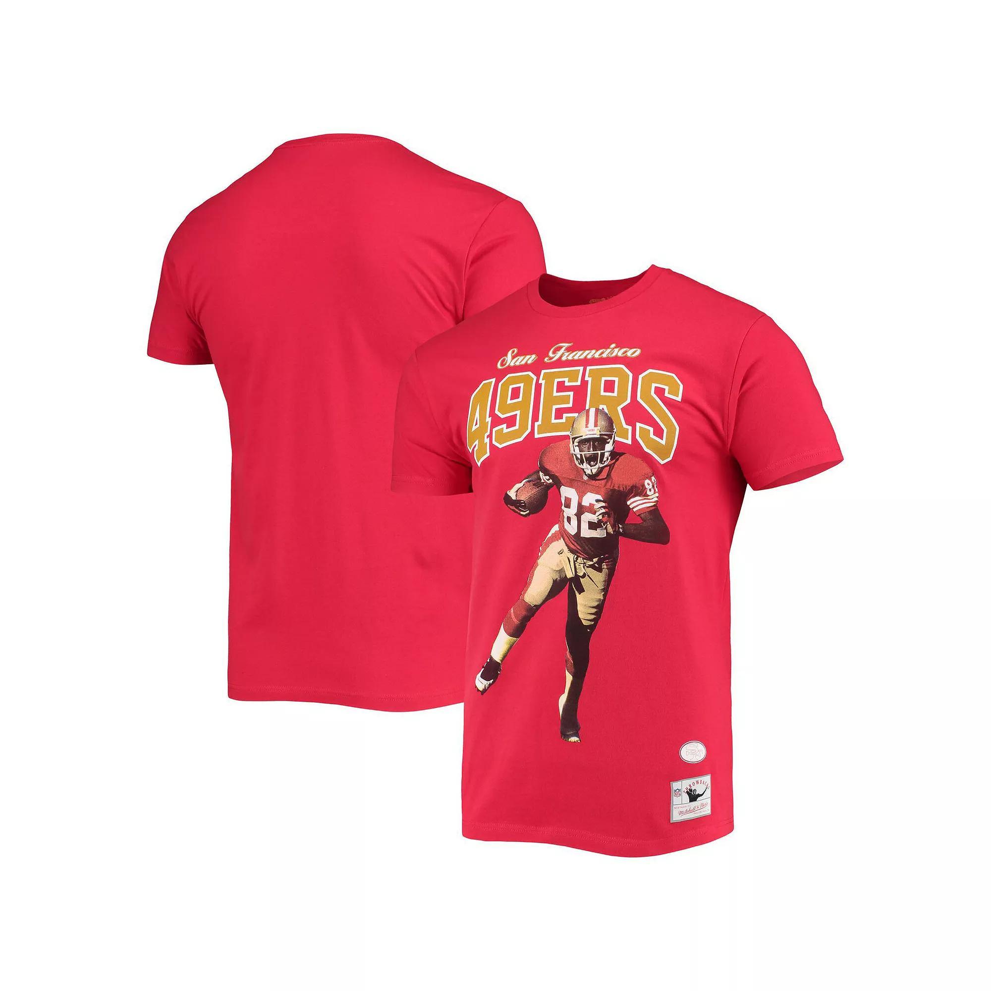Men's Mitchell & Ness John Taylor San Francisco 49ers Scarlet 75th Anniversary Player Graphics T-Shirt, Size: Small, Red Product Image