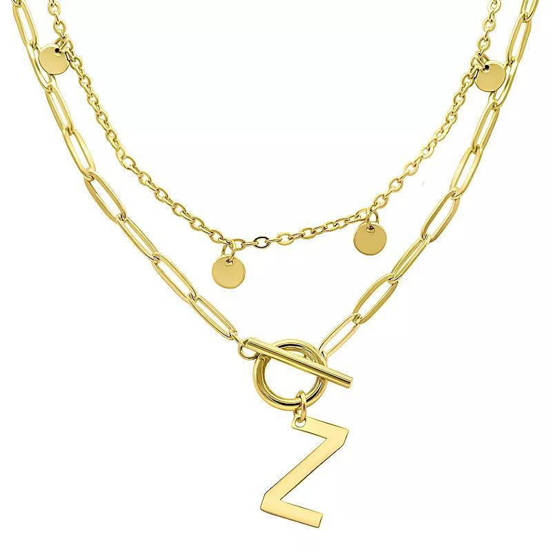 Adornia 14k Gold Plated Layered Initial Toggle Necklace, Women's, Size: 17-19" ADJ, B Product Image