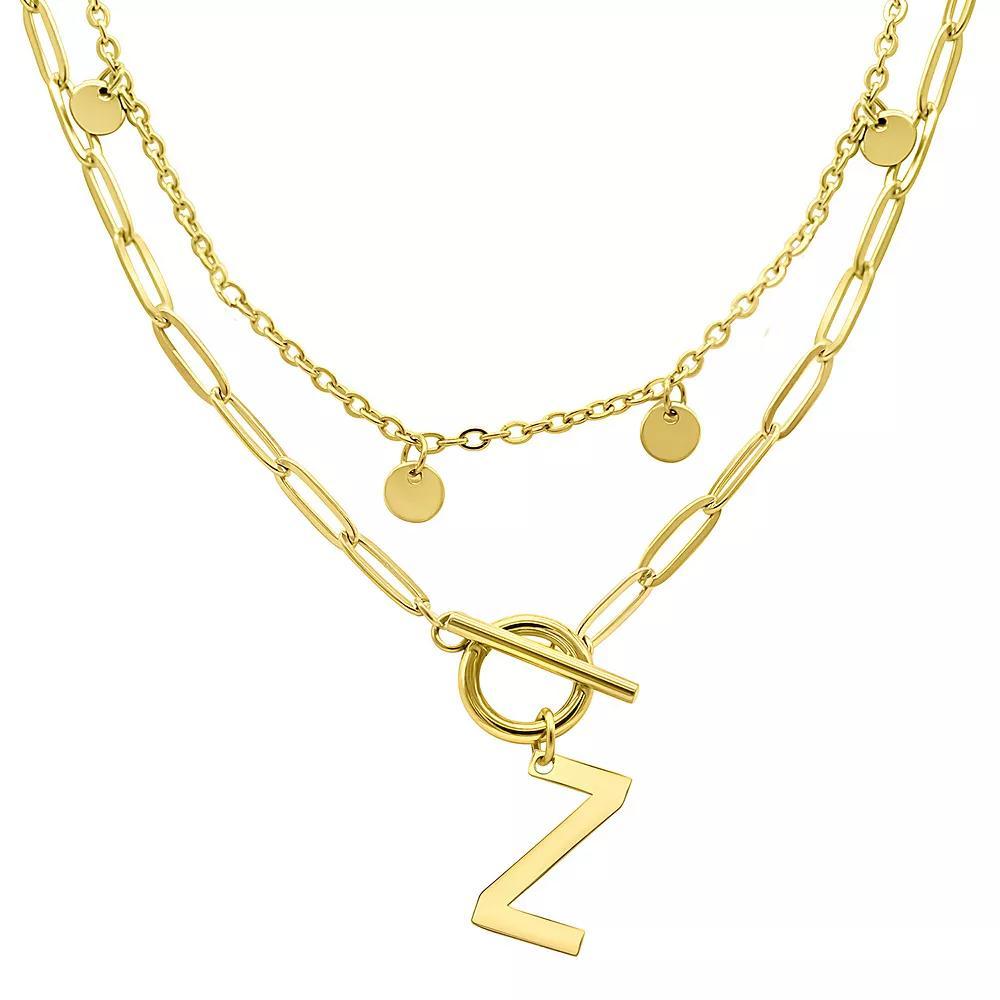 Adornia 14k Gold Plated Layered Initial Toggle Necklace, Women's, Size: 17-19" ADJ, B Product Image