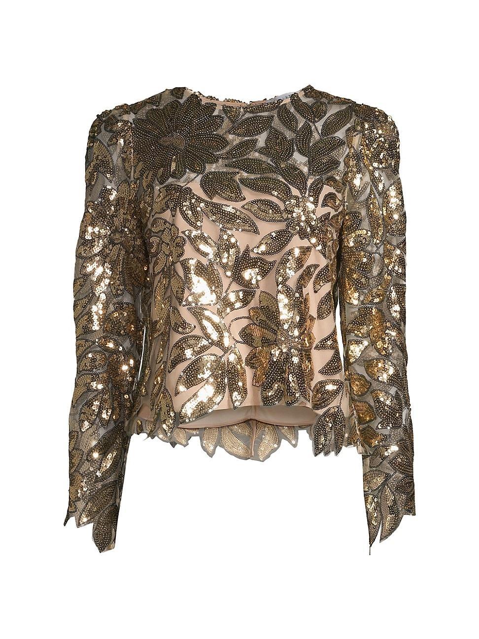 Womens Sequin Leaf Top Product Image