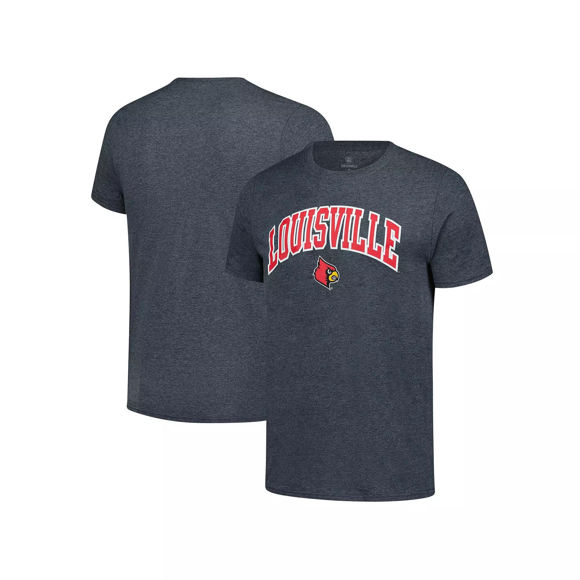 Men's Heather Charcoal Louisville Cardinals Basic Arch T-Shirt, Size: XXL Product Image