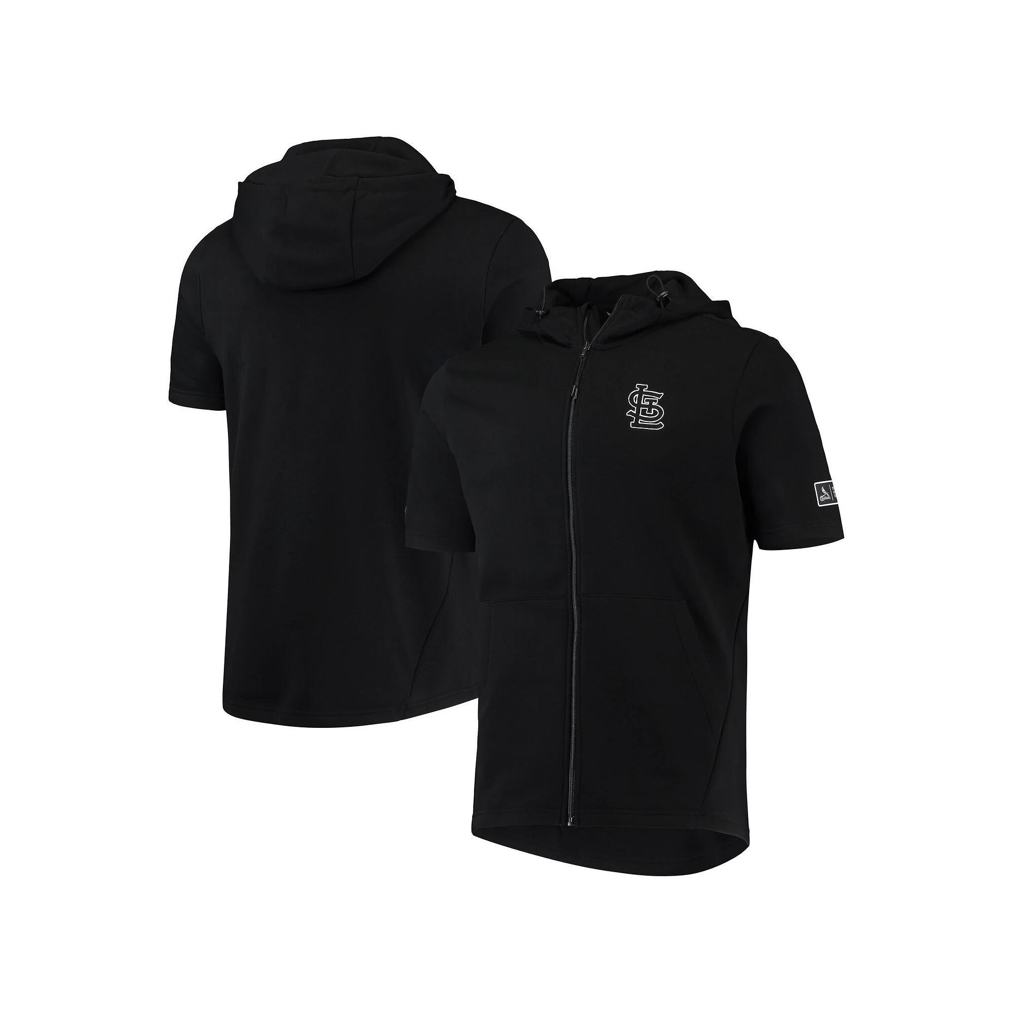 Men's Levelwear Black St. Louis Cardinals Recruit Short Sleeve Full-Zip Hoodie Jacket, Size: Large Product Image
