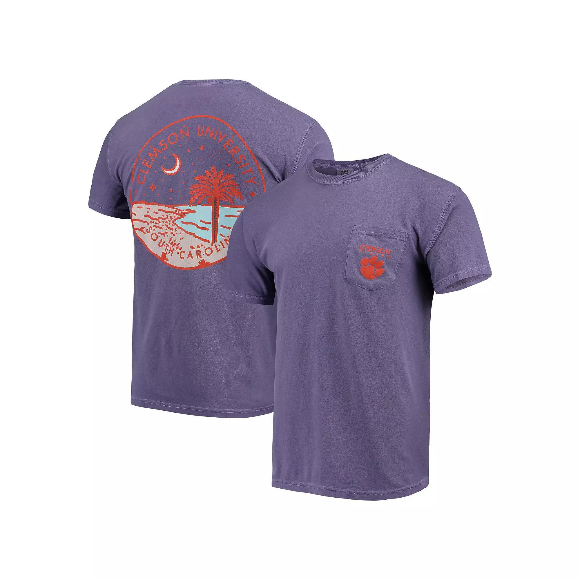 Men's Purple Clemson Tigers Circle Scene Comfort Colors Pocket T-Shirt, Size: Large Product Image