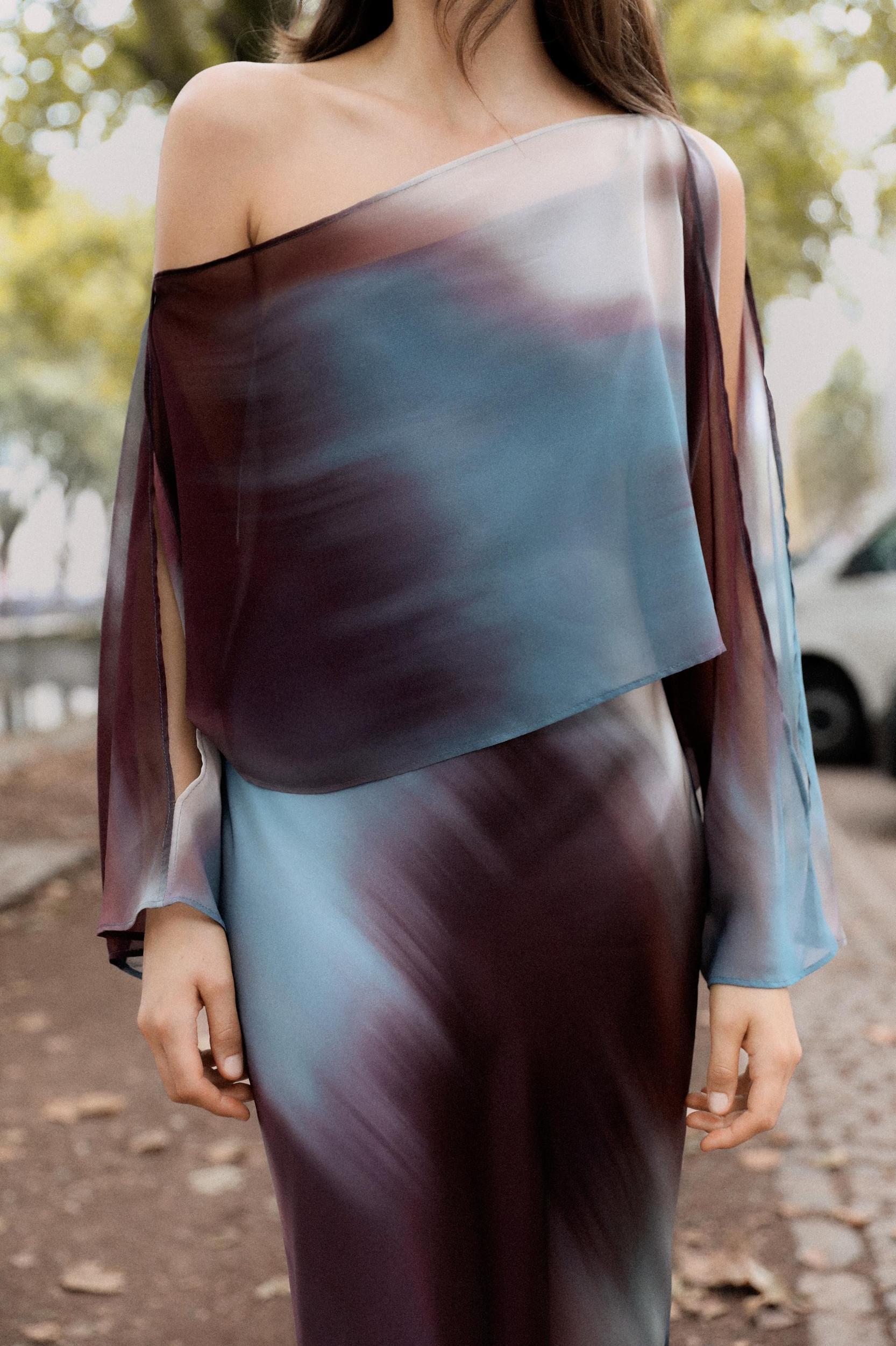 SATIN EFFECT PRINT DRESS Product Image