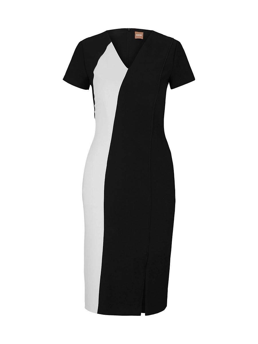 Womens Slim-Fit Dress With V Neckline Product Image