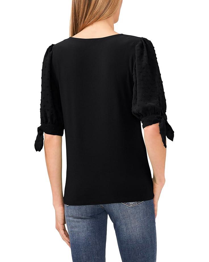 Shoulder Smocking Ruffle Sleeve Tie Top Product Image