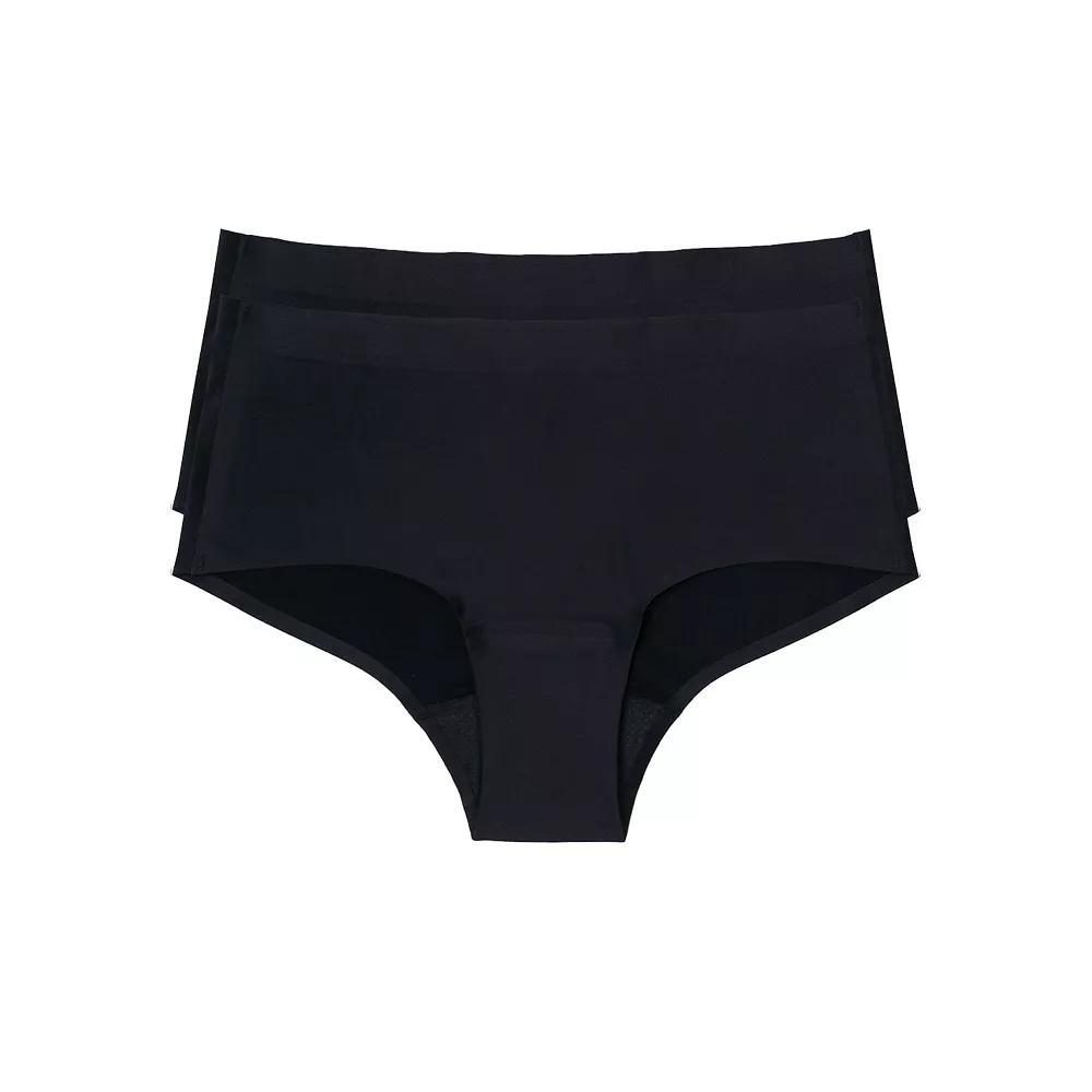 Women's the natural® Leakproof Boyshort Panty 2 Pack 6058, Size: Large, Black Product Image