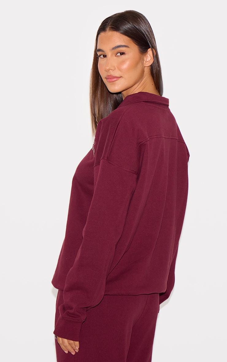 PRETTYLITTLETHING Burgundy Premium Studio Archives Straight Leg Sweatpants Product Image