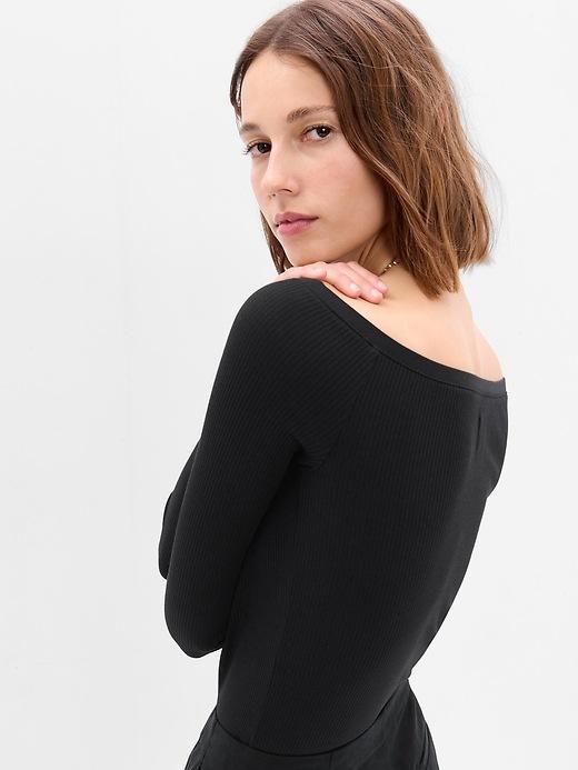 Off-Shoulder Rib Bodysuit Product Image