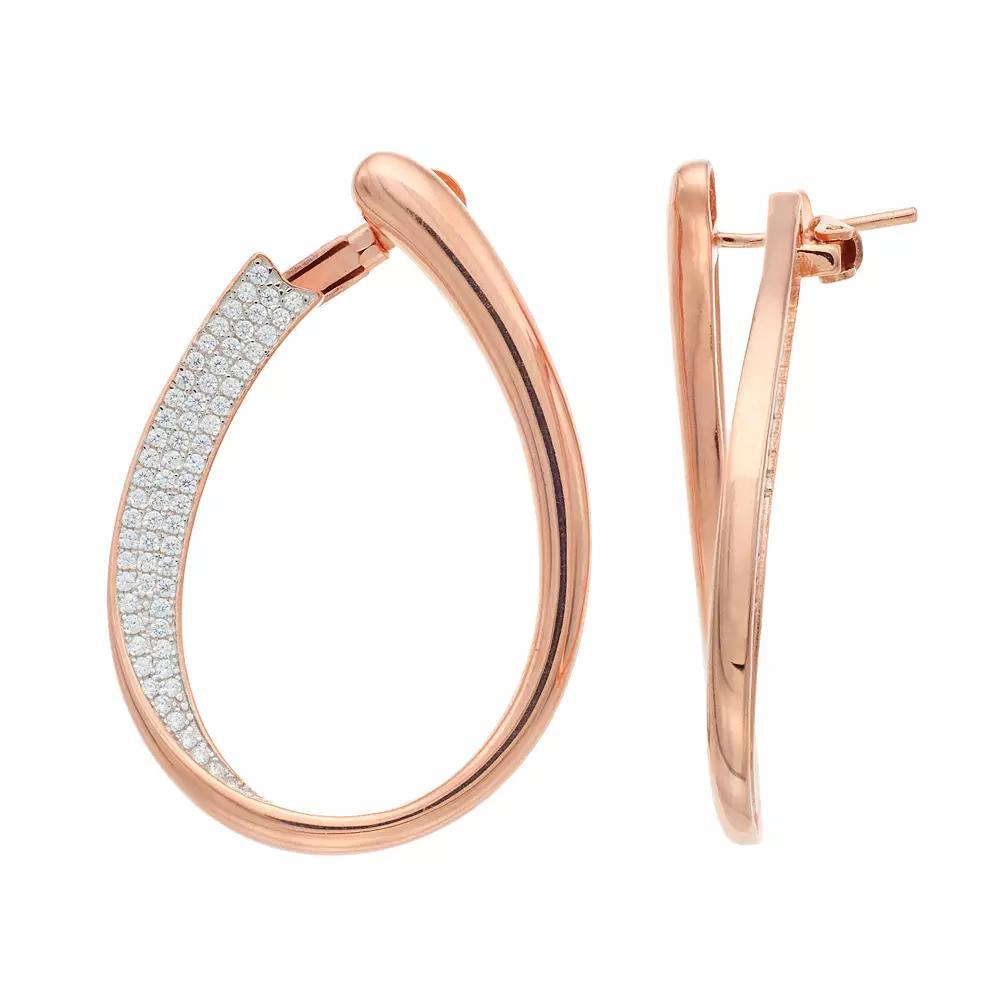 Sterling Silver Cubic Zirconia Teardrop Earrings, Women's, 14k Rose Gold Over Product Image