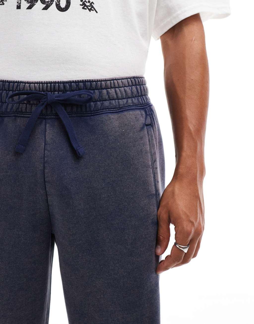 Weekday Astro wide leg sweatpants with exposed seam detail in washed blue - part of a set Product Image