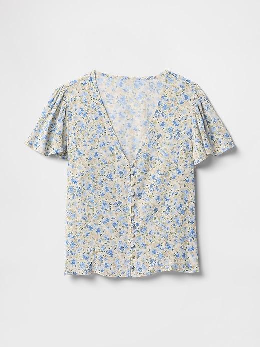 Crepe Flutter-Sleeve Top Product Image