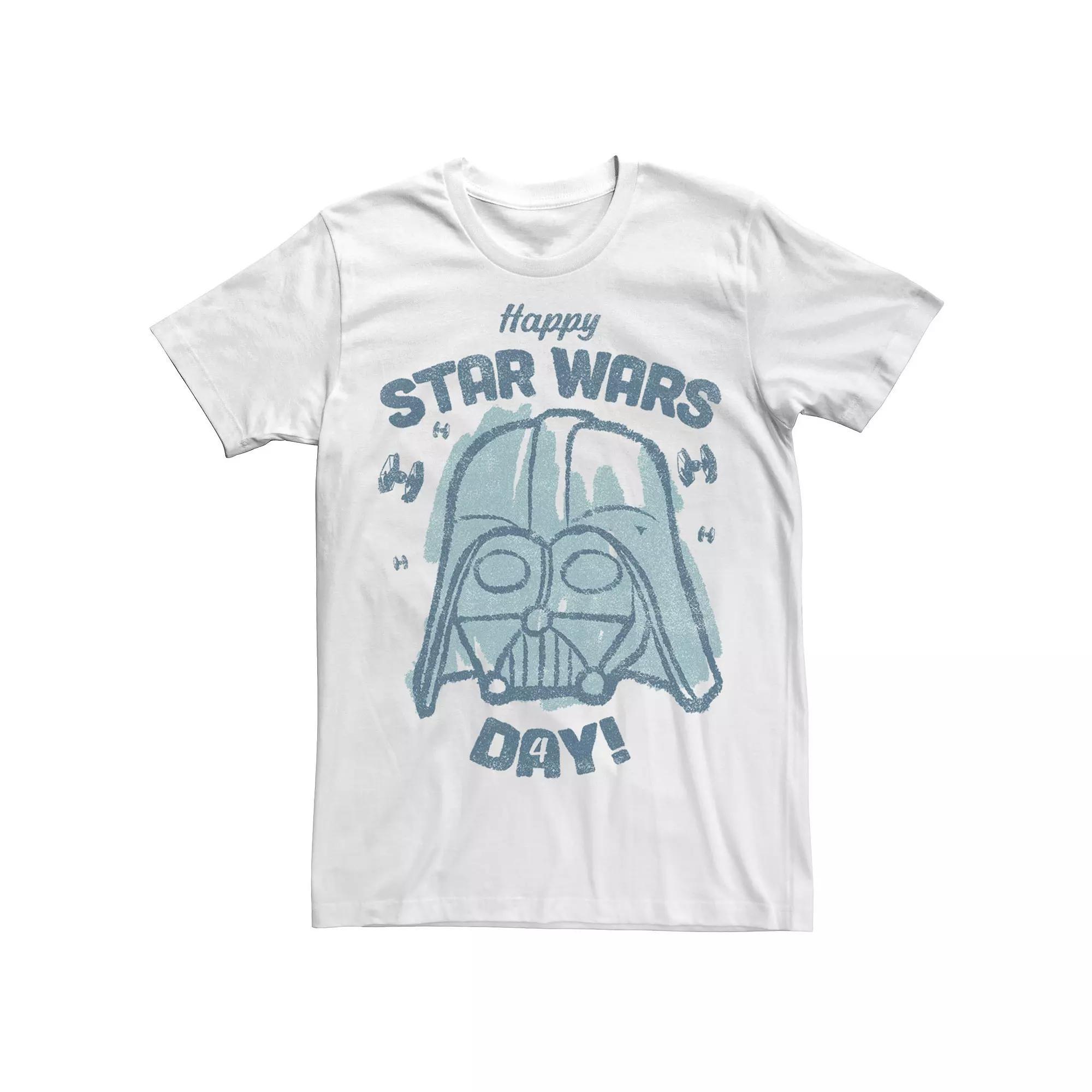 Men's Star Wars May The Fourth Be With You Darth Vader Sketch Tee, Size: Small, White Product Image