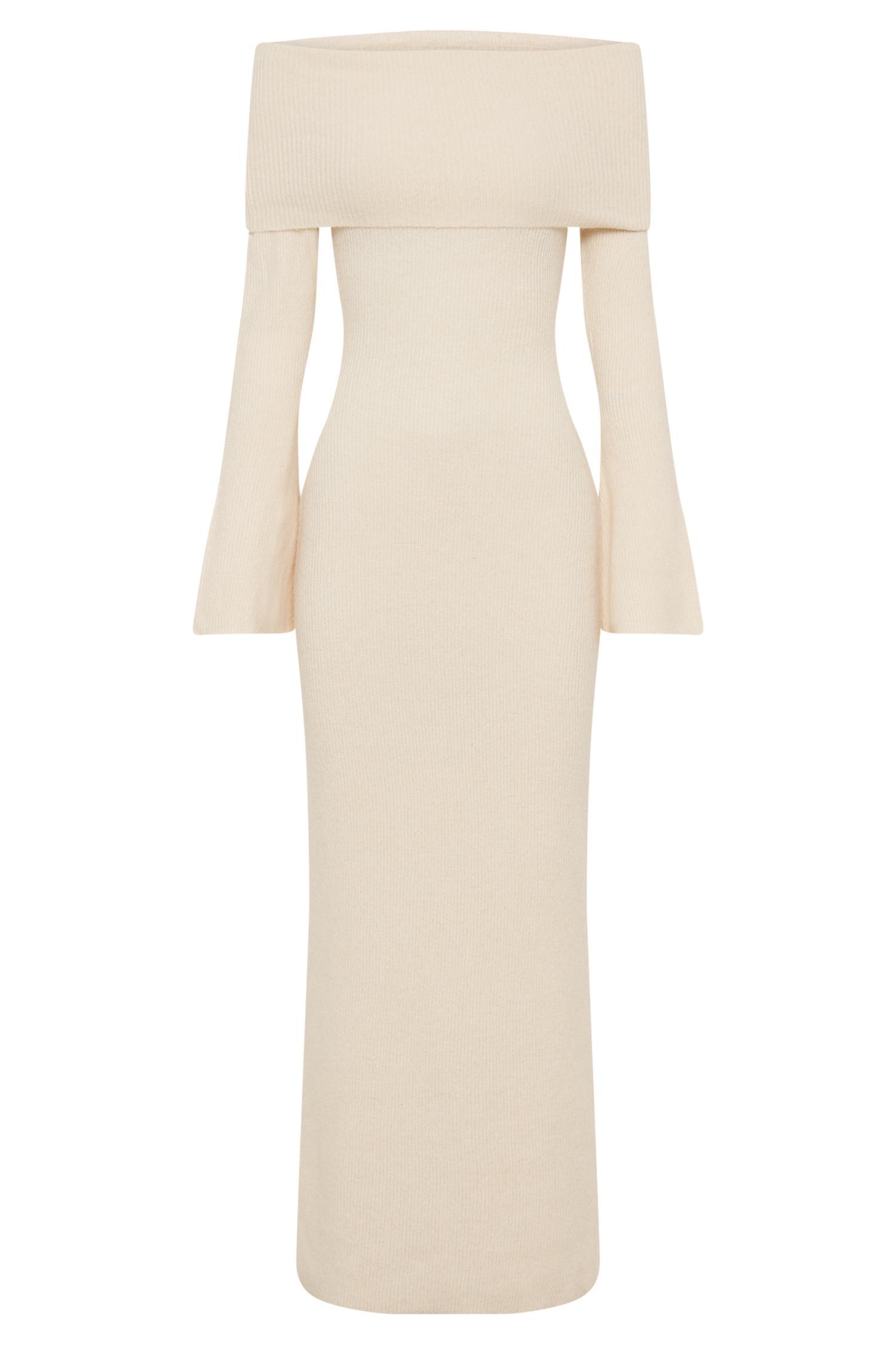Katherine Off Shoulder Knit Maxi Dress - Ivory Product Image