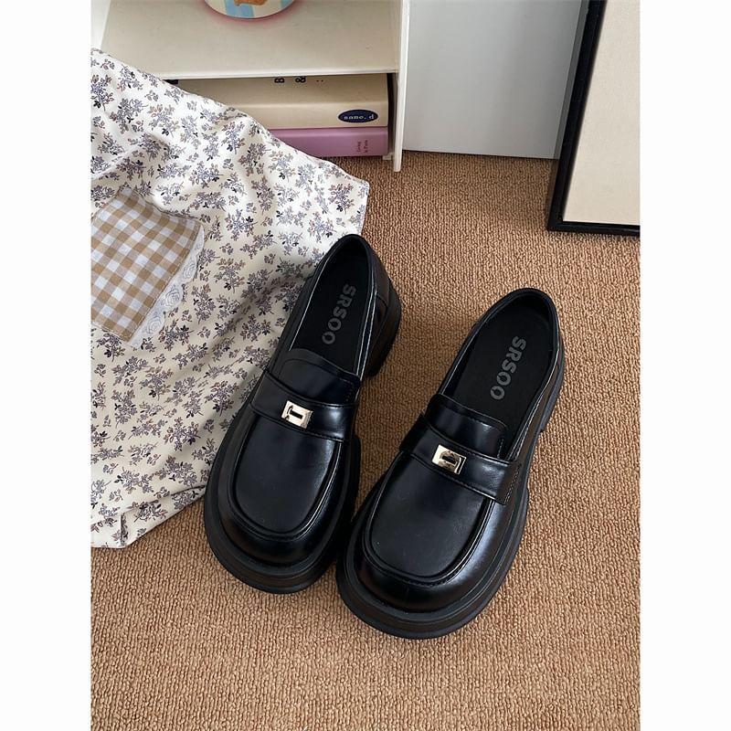 Platform Chunky Heel Loafers Product Image