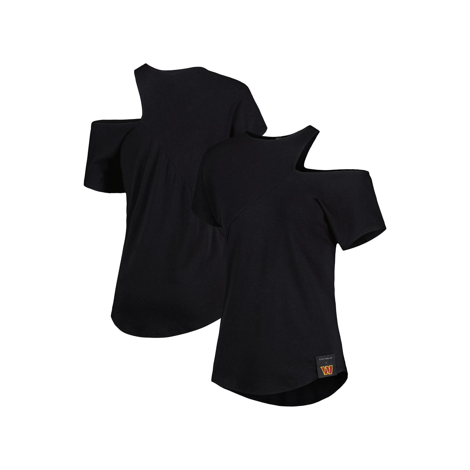 Womens KIYA TOMLIN Black Washington Commanders Cut Out Tri-Blend Shirt Product Image