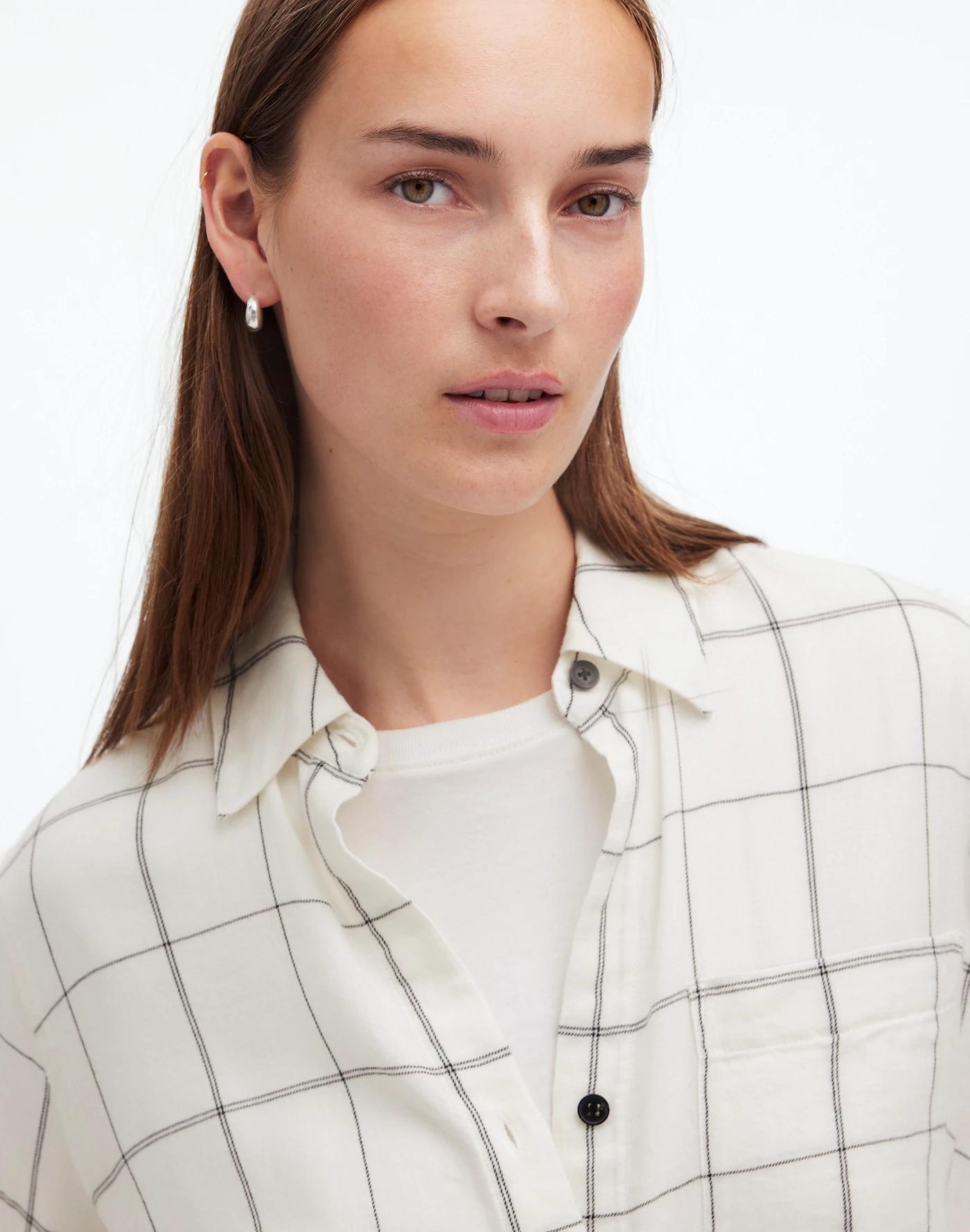 Easy Y-Neck Button-Up Shirt Product Image