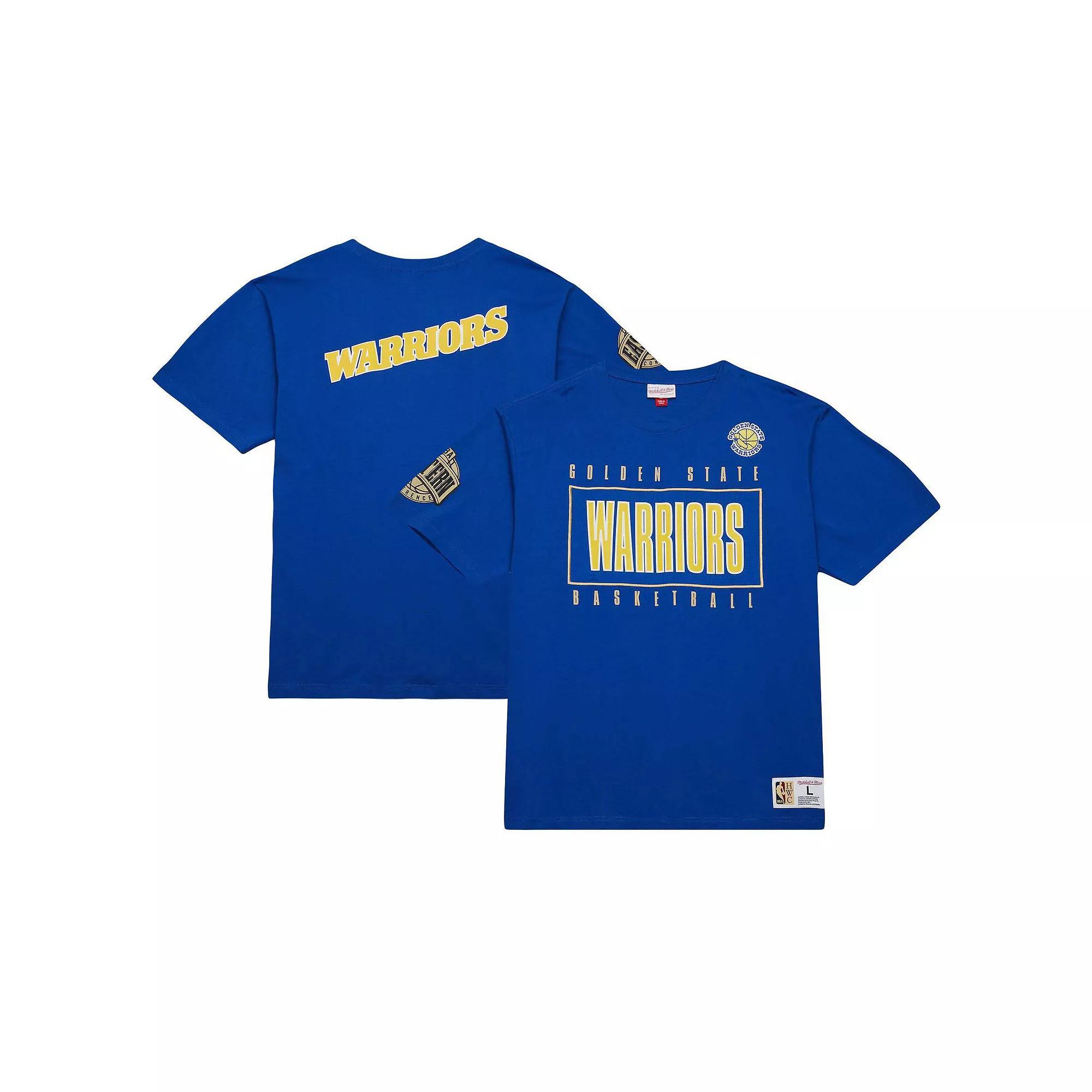 Men's Mitchell & Ness Royal Golden State Warriors Hardwood Classics Team OG 2.0 Premium Vintage Logo T-Shirt, Size: Medium, Blue Product Image