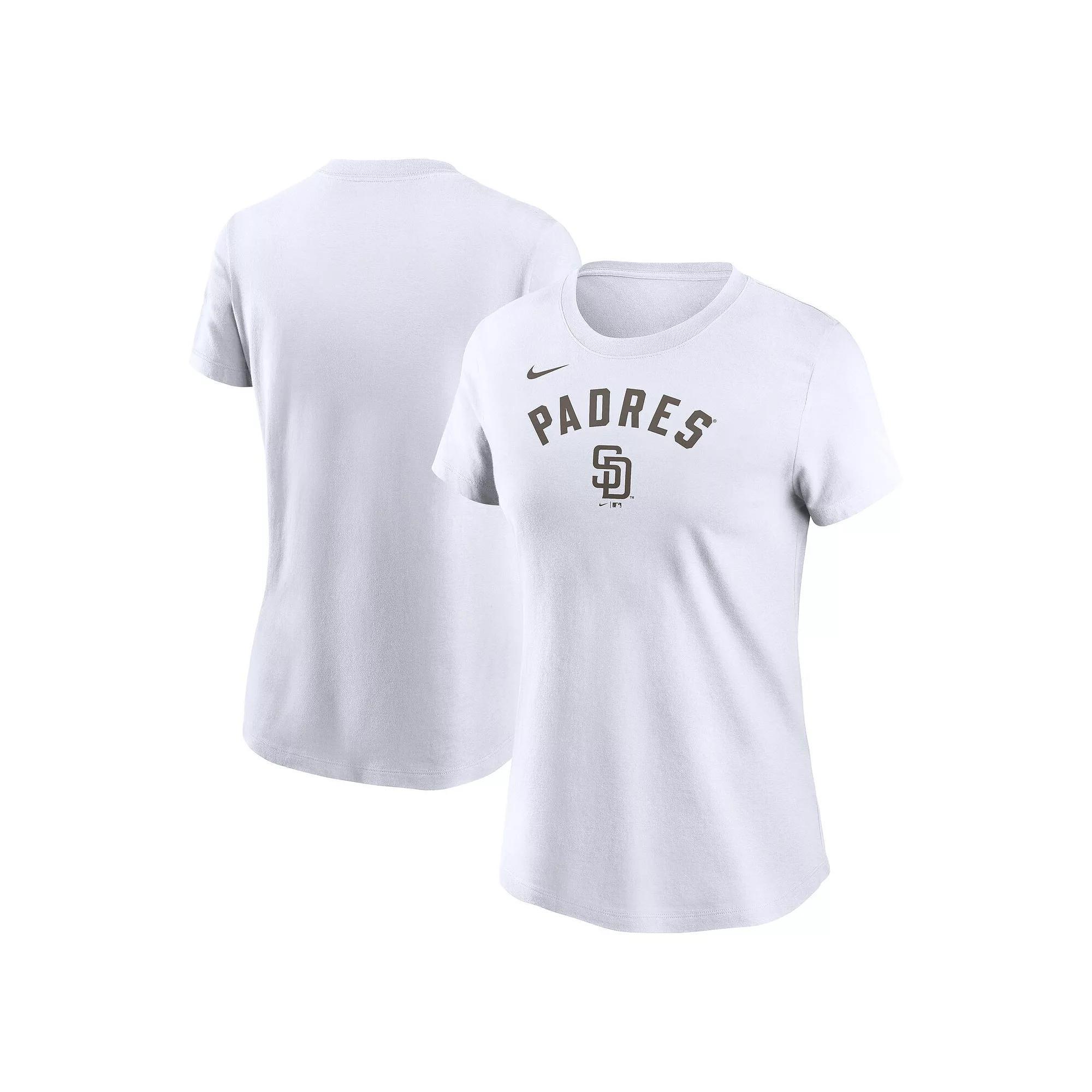 Women's Nike White San Diego Padres Team Arch T-Shirt, Size: XL Product Image