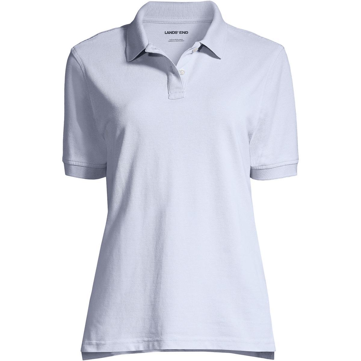 Womens Lands End School Uniform Short Sleeve Mesh Polo Shirt Classic Blue Product Image