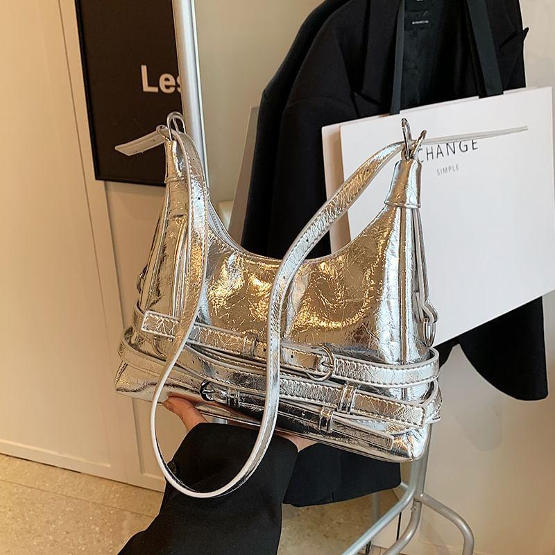 Strappy Faux Leather Tote Bag Product Image