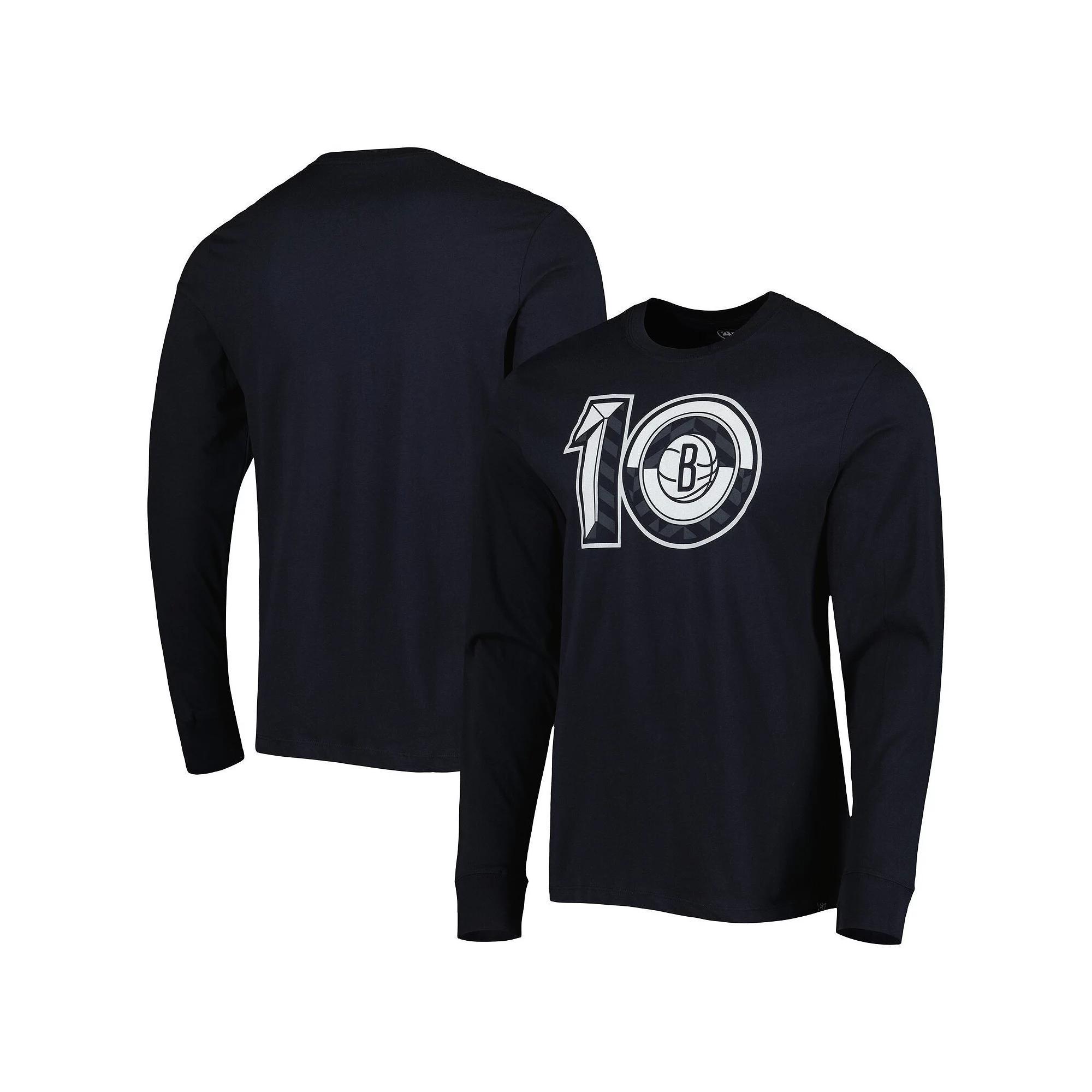 Men's '47 Black Brooklyn Nets 10th Anniversary Super Rival Long Sleeve T-Shirt, Size: XL Product Image